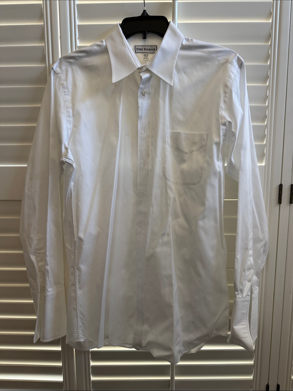 Paul Fredrick White Long-Sleeve Dress Shirt with Spread Collar